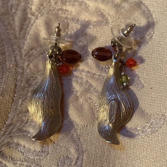 NWOT Vintage Chico’s enamelled Tiger lily petal earrings - Picture 2 of 2